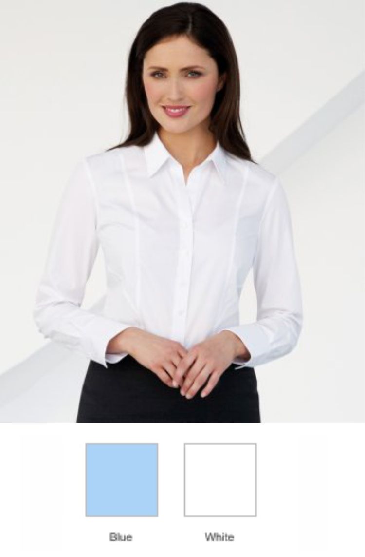 Brooks Taverner BK151 Ladies Palena Long Sleeve Poplin Shirt - Click Image to Close